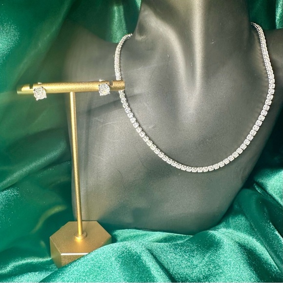 Dainty Tennis Necklace & Bracelet Set | Silver Plated CZ - Picture 13 of 13